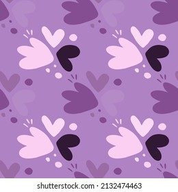 Patrón infantil con flores sin costura. Fondo de pantalla con forma de corazón abstracto creativo. Diseño para tela, impresión textil, superficie, envoltura, cubierta, tarjeta de saludo. Ilustración del vector