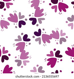 Childish pattern with flowers seamless pattern. Creative abstract heart shape wallpaper. Design for fabric, textile print, surface, wrapping, cover, greeting card. Vector illustration