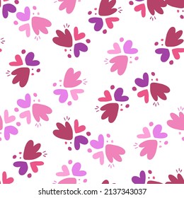 Childish pattern with flowers seamless pattern. Creative abstract heart shape wallpaper. Design for fabric, textile print, surface, wrapping, cover, greeting card. Vector illustration