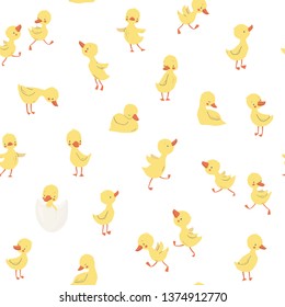 Childish pattern with little ducklings. Vector illustration. Use for textile, print, surface design, fashion kids wear
