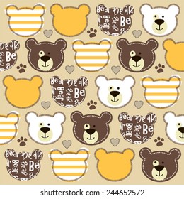 childish pattern with teddy bear vector illustration