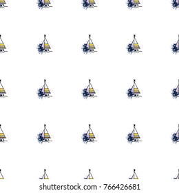 Childish pattern with yacht silhouette. Light summer travel adventure seamless pattern. Marine icon. Bright yacht, ship, sailboat, pattern. Retro boat transport pattern. Infinitely repeating motif.