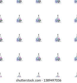 Childish pattern yachts silhouette on wave. Drawing Light summer travel sports seamless pattern. Marine icon sketch. Ship sailboat nautical. Prints Retro sailing transport. Infinitely repeating motif