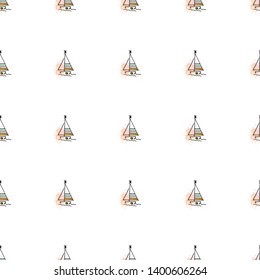 Childish pattern yachts silhouette on wave. Drawing Light summer travel sports seamless pattern. Marine icon sketch. Ship sailboat nautical. Prints Retro sailing transport. Infinitely repeating motif