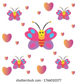 childish patterns with cute butterflies, for fabrics, wrappers, tectil. vector design