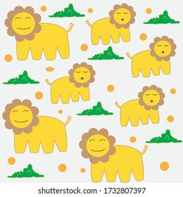 childish patterns with cute lions, for fabrics, wrappers, textiles. vector