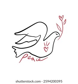Childish pencil schematic primitive dove bird drawing talisman, baby style stylized pigeon, simple isolated clip-art, peace and love peaceful pacific kindness concept