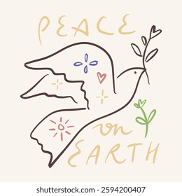 Childish pencil schematic primitive dove bird drawing talisman, baby style stylized pigeon, simple isolated clip-art, peace and love peaceful pacific kindness concept