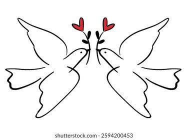 Childish pencil schematic primitive dove bird drawing talisman, baby style stylized pigeon, simple isolated clip-art, peace and love peaceful pacific kindness concept