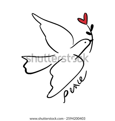 Childish pencil schematic primitive dove bird drawing talisman, baby style stylized pigeon, simple isolated clip-art, peace and love peaceful pacific kindness concept