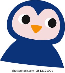 Childish Penguin Portrait Vector Illustration