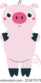 Childish Pig Handdrawn Vector Illustration