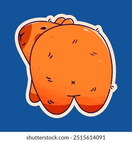 Childish plushy kawaii capybara sticker.