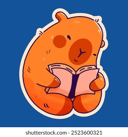 Childish plushy kawaii capybara sticker.