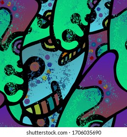 Impresión infantil. Diseño moderno sin inconvenientes.  Embalaje De Fanny. Mano caótica dibujada. Collage lineal. Arte de la calle Bizarre. Estilo creativo y moderno. Forma de contraste abstracto. Fondo del Vector Loco de Doodle.
