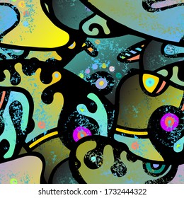 Impresión infantil. Patrón moderno sin foco.  Embalaje De Fanny. Mano De Verano Dibujada. Collage lineal. Arte de la calle Bizarre. Estilo creativo de moda. Forma de contraste abstracta. Fondo del Vector Loco de Doodle.
