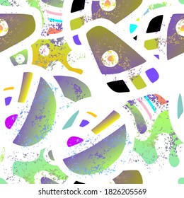 Childish Print. Modern Seamless Pattern.  Bright Packaging. Summer Hand Drawn. Linear Collage. Bizarre Street Art. Creative Trendy Style. Abstract Contrast Shape. Doodle Crazy Vector Background.
