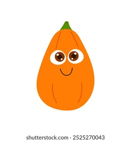 Childish pumpkin character with emotional faces for Halloween party
