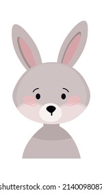 Childish Rabbit Cartoon Cute Animal. Vector illustration