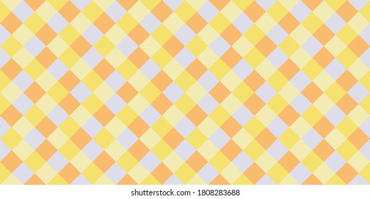 Childish rhombus tiles seamless pattern vector graphic design. Square shapes vintage background. Rhombus geometric seamless pattern, plaid textile print. Cute squares endless backdrop.