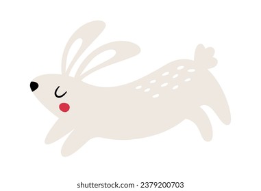 Childish Running Rabbit Vector Illustration