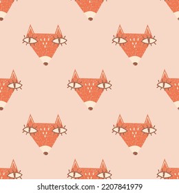 Childish scandinavian pattern with cute fox. Seamless texture for textile, fabric, apparel, wrapping, paper, stationery, nursery.