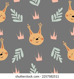 Childish scandinavian pattern with cute fox. Seamless texture for textile, fabric, apparel, wrapping, paper, stationery, nursery.