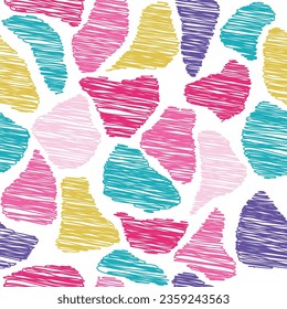 Childish Scribble Abstract Shapes Seamless Repeat Pattern Retro 1990s Pink Yellow Blue. Trends of 2023. SHOTLIST1990