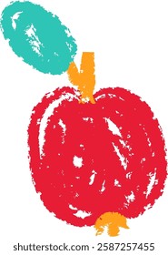 Childish Scribble Apple Vector Illustration