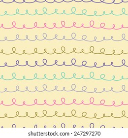 Childish scribble vector seamless pattern on yellow background