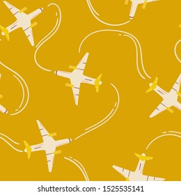 Childish seamless air transportation pattern with plane .Creative air transportation texture for fabric,wrapping,textile, wallpaper,apparel.Vector illustration