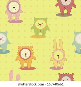Childish seamless background with animals