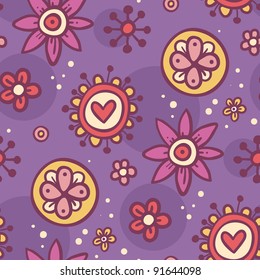 Childish seamless background with cute elements