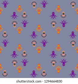 Childish seamless background with octopus.