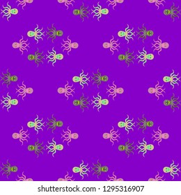 Childish seamless background with octopus.