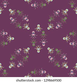 Childish seamless background with octopus.