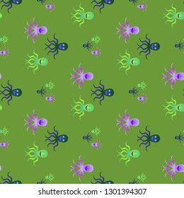 Childish seamless background with octopus.