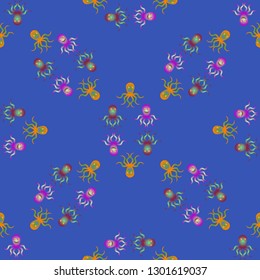 Childish seamless background with octopus.