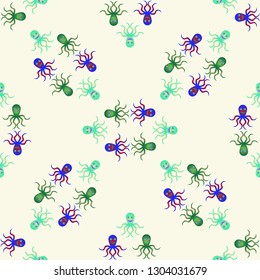 Childish seamless background with octopus.