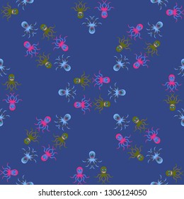 Childish seamless background with octopus.