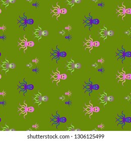 Childish seamless background with octopus.