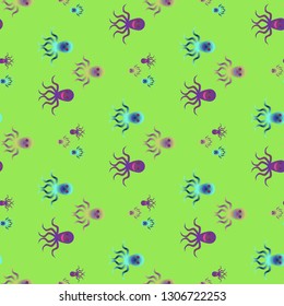 Childish seamless background with octopus.