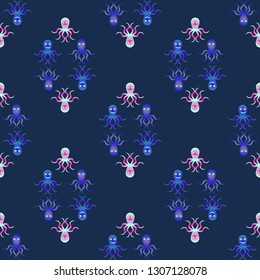 Childish seamless background with octopus.