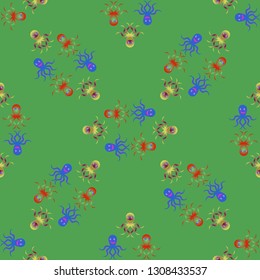 Childish seamless background with octopus.