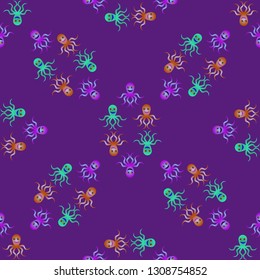 Childish seamless background with octopus.