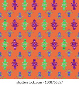 Childish seamless background with octopus.