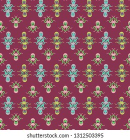 Childish seamless background with octopus.