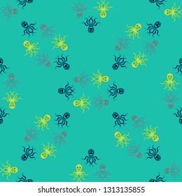 Childish seamless background with octopus.