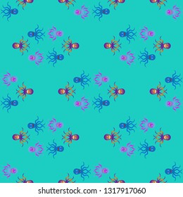 Childish seamless background with octopus.