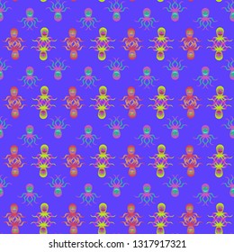 Childish seamless background with octopus.